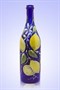 Бутылка 1 литр синее стекло ручная роспись 1444 - фото 4437