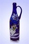 Бутылка 1 литр с ручкой синее стекло ручная роспись 1445 - фото 4456